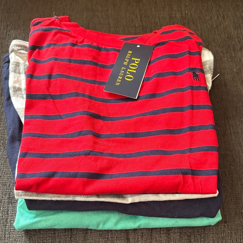 Lot of FOUR (4) Polo Ralph Lauren Green T-Shirts - Boys, 7, NWT